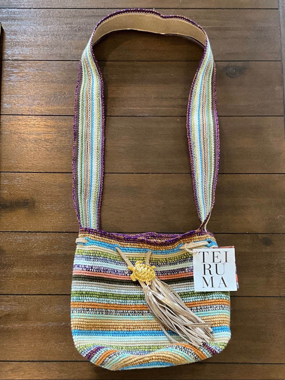 Teiruma Multicolor Woven Crossbody Bag with Tassel